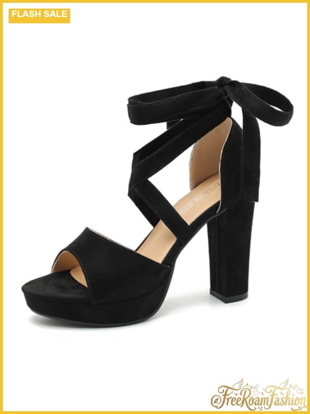 Women's Strappy Platform Sandals Chunky High Heel Lace-Up Ankle Tie Open Toe